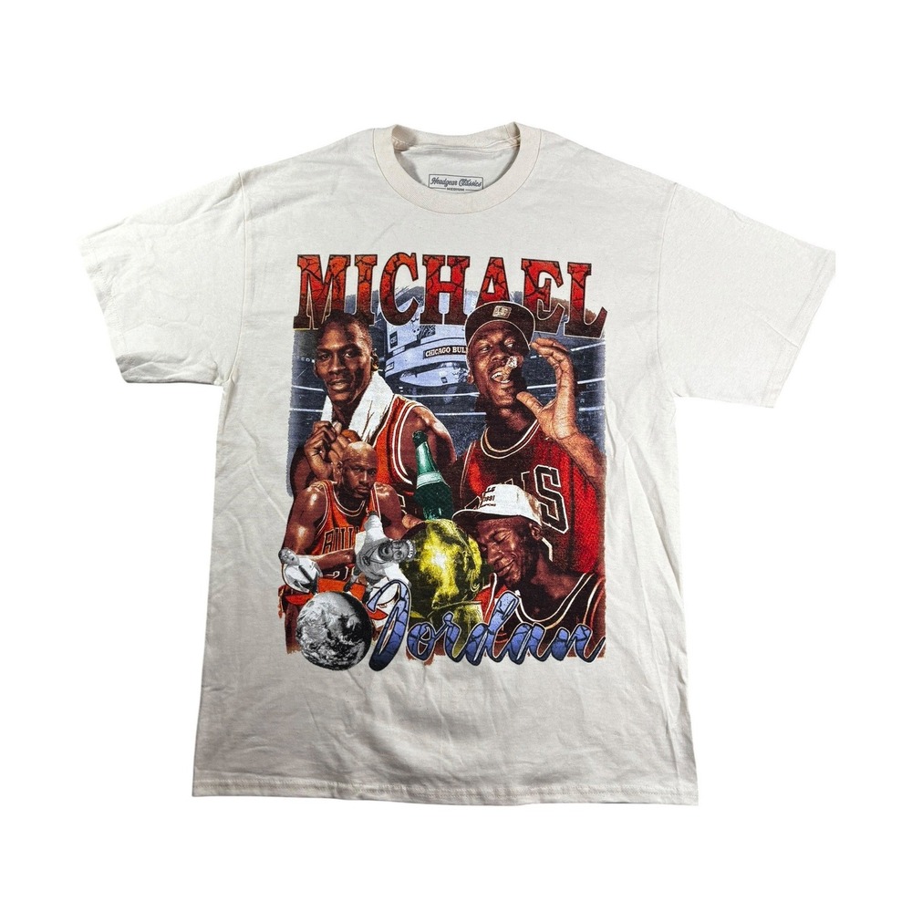 Headgear Classics Michael Jordan Chicago Bulls Graphic T-Shirt Cream Mens Medium